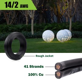 GREATIDE 14/2 Low Voltage Landscape Lighting Wire, Outdoor Direct Burial Cable, 14 Gauge 2 Conductor, 100 Feet