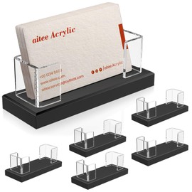 AITEE 6 Pack Business Card Holder: Transparent Acrylic Business Card Holder Display for Desk Tidy Office Accessories, Fits 50-60 Business Cards