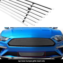 APS Compatible with Ford Mustang 2018-2022 Lower Bumper Aluminum Chrome Polished Horizontal Billet Front Grill Grille Insert F66407A