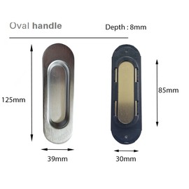 Universal Hardware Oval Pull Finger Recessed Door Handle Recessed Flush Fitting Pocket Insert Sliding Doors (Satin Chrome)