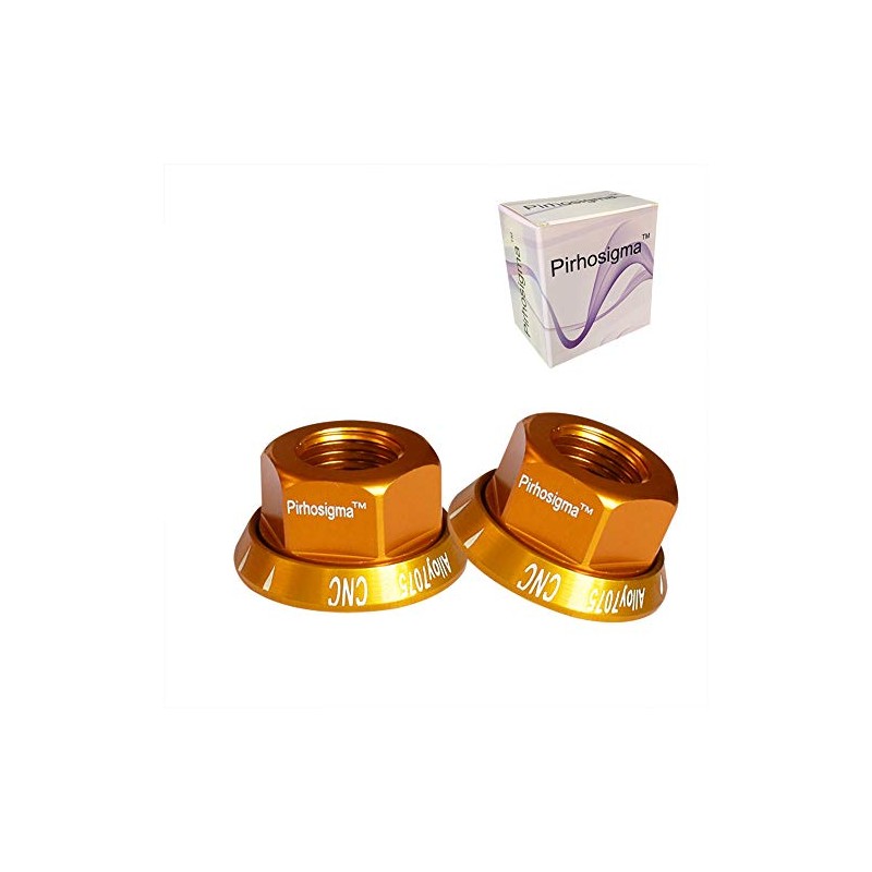 Pirhosigma Golden 2 x M10 Bike Wheel Hub Axle Nuts