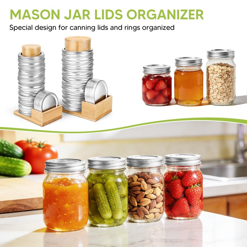 2PCS Mason Jar Lid Organizer & Holder (Wide Mouth &