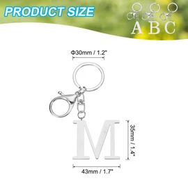[PATIKIL] Initial Letter Key Chain Alphabet A-Z Keychain Initial Key Ring Cute Metal Alphabet Key Ring for Key Handbag Backpack Silver (M)