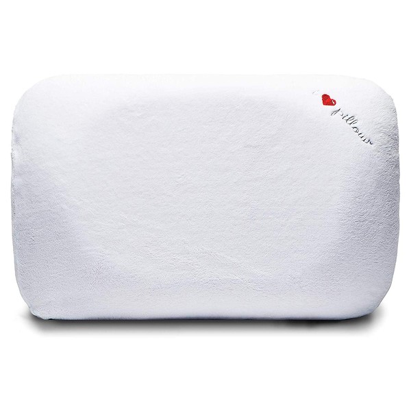 I Love Pillow Ergonomic Head Neck Contour Sleeping Pillow with Memory Foam Core and Removable Machine Wash Cover, Queen Sized, White