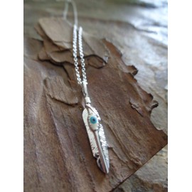 VERSILBERTE BOHO FEDER EMAILLE MAGISCHES AUGE einmalige Kette