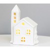Beihaoer Ceramic Village LED Church Light House Snow Scene Xmas