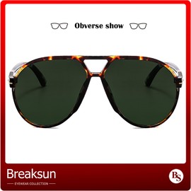 Breaksun Retro Oversized Aviator Sunglasses for Women Men Trendy 70s Big Round Aviator Sun Glasses Vintage Shades (Tortoise/G15)