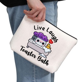 G2TUP Mental Health Gift Live Laugh Toaster Bath Makeup Bag Bathroom DHumor Joke Cosmetic Bag Mental Health Dark Humor Gift (Live Laugh Toaster Bath MB)