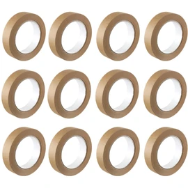 GTSE Brown Paper Tape, 24mm x 50m, Sticky Recyclable Tape for Eco Packaging and Gift Wrapping, 12 Rolls