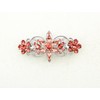 Faship Gorgeous Coral Rhinestone Crystal Flora Hair Barrette Clip
