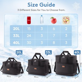 Lifewit Cooler Bag 60 Cans Collapsible and Insulated Large Lunch Bag Leakproof Soft Cooler Portable for Camping/BBQ/Family Outdoor Activities, Black