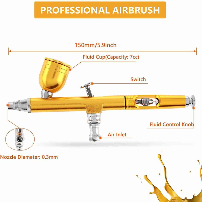 Airbrush Portable Handheld Airbrush Gun Accessories 0.3mm Nozzle for FX
