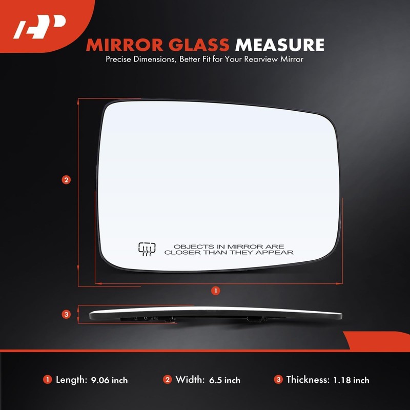 A-Premium Right Passenger Side Heated Mirror Glass with Backing Plate