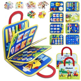 STEVE and MAGGIE Montessori Busy Board & Book - Newly Upgraded Sensory Travel Toy for Toddlers | Educational Activities to Learn Fine Motor Skills | Unisex Birthday Gift