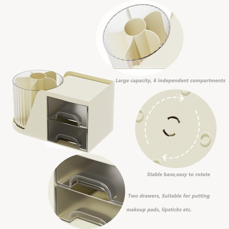 WITERY Desktop Organiser with 360 Rotating Pen Holder and 2