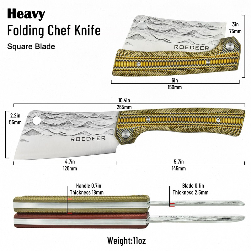 ROEDEER Heavy Folding Chef Knife, Portable Kitchen Knife, Ultra Sharp