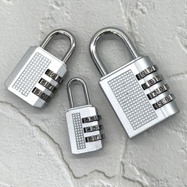 3-Digit Dial Combination Lock, Silver Small 3ea