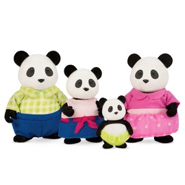 Li'l Woodzeez 6154M Li'l Woodzeez Panda Animal Family Skyhopper - 4 Soft Animal Figures with Picture Book in English - Toy Animal Set (5 Pieces) Toy for Children from 3 Years