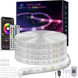 Ledagic Outdoor Led Strip Lights Waterproof 200ft (2 Rolls), Ip65 Outside Led Light Strip Waterproof with Remote and App Control, Exterior Led Rope Lights Music Syne RGB Strip Lights for Bedroom Decor