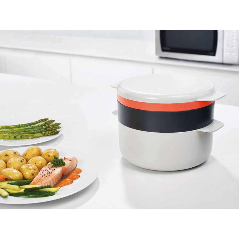 ジョセフジョセフ (Joseph Joseph) 電子レンジ調理器 スタッカブルクッキングセット ストーン/オレンジ M-クイジーン (M-Cuisine) プラスチック製 45001