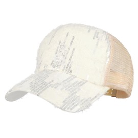 Meliyya Mesh Baseball Cap Rhinestone Butterfly Baseball Cap Summer Sequins Shield Cap Men Women One Size Adjustable, B-white champagne colour, Unit size