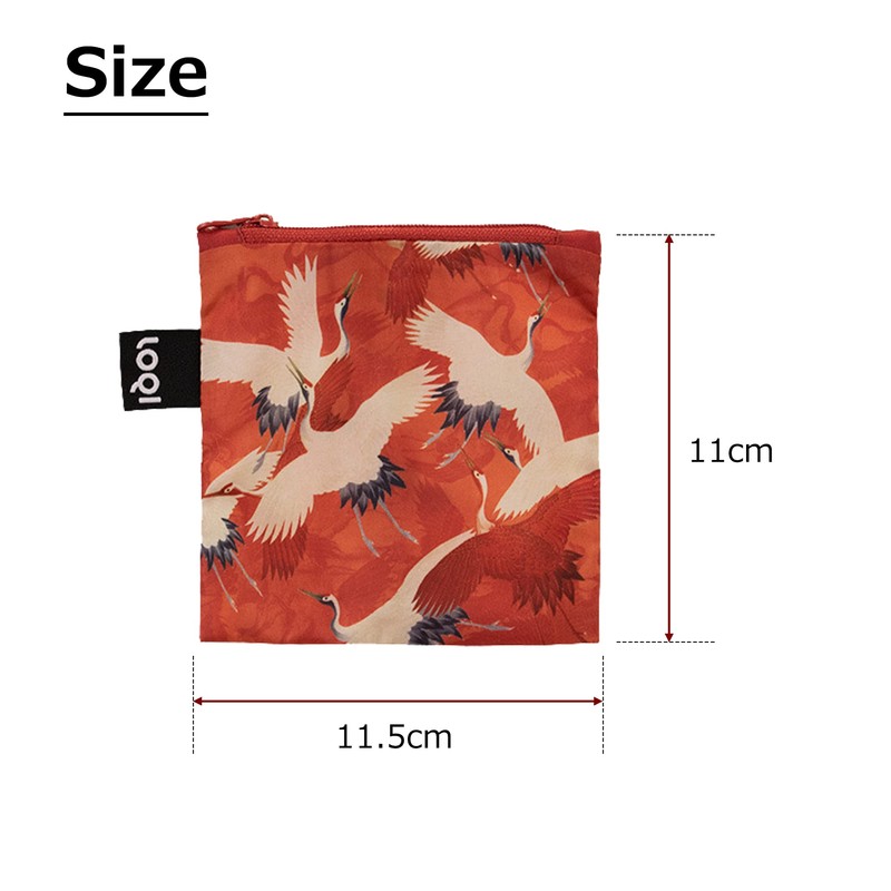 LOQI WH.CR.R Women's White Crane and Red Crane Eco Bag