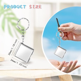 10 Pcs Compact Mirror Portable Metal Folding Mirror with Key Ring for Pockets Bags Wallets Travel Toiletries Gifts - Square