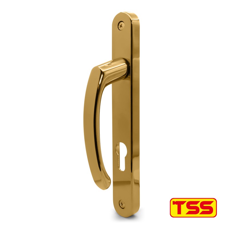 TSS Polished Brass UPVC Door Handle Pair Set, Sprung, 92mm