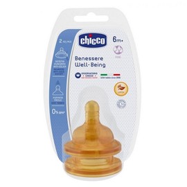 Chicco Well Being Physiological Latex Teats Food Flow (6m+) 2pcs