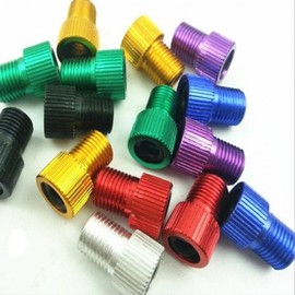 Bicycle Valve Adapter 4-Piece Set with Valve Cap & Pump Nozzle Tube Silver 4pcs GD00010 100ea