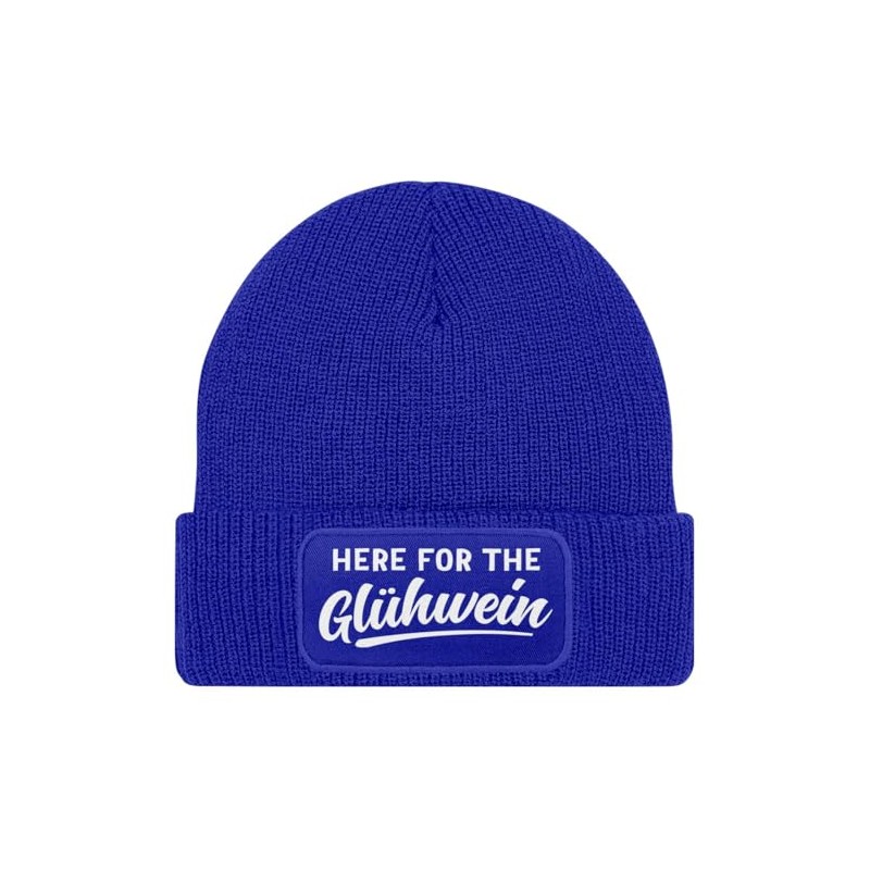 MoonWorks® Men's Knitted Beanie Hat with Patch Saying "Glühwein" Funny