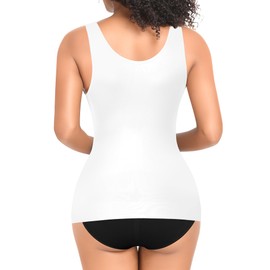 YARRCO Shape Undershirt Women's Shaping Tank Top Tummy Control Shapewear Sports Tank Top Figure Shaping Tank Top Body Shaper Shirt Seamless Camisole Shaping Shirt, White-wide straps