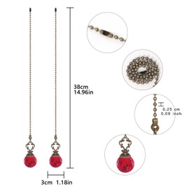 LONGSHENG – SINCE 2001 – 2 piezas clásico de ventilador de techo rojo cadena de tirar de la cadena de luz de extensión del ventilador decorativo