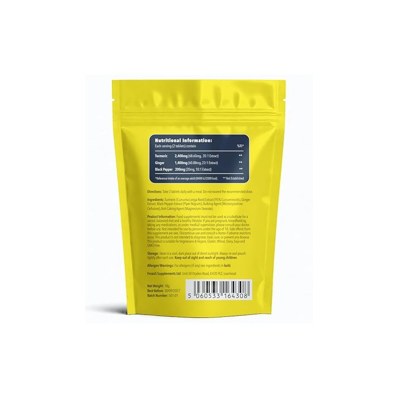 Turmeric Tablets 2400mg (per Serving) with Black Pepper & Ginger