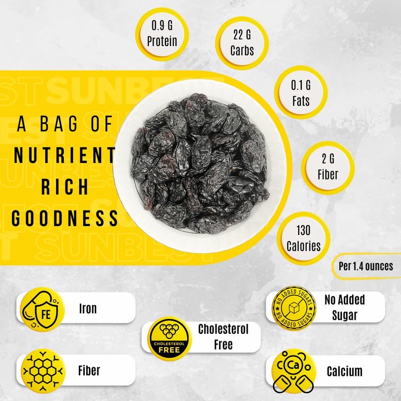 Sunbest Natural Jumbo Black Raisins – 5 lb Bulk Bag