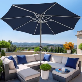 wikiwiki 9 FT Aluminum Outdoor Patio Umbrella, 5-YEAR Fade-Resistant Outdoor Market Table Umbrella with Push Button Tilt, for Pool, Deck, Garden and Lawn, Navy Blue