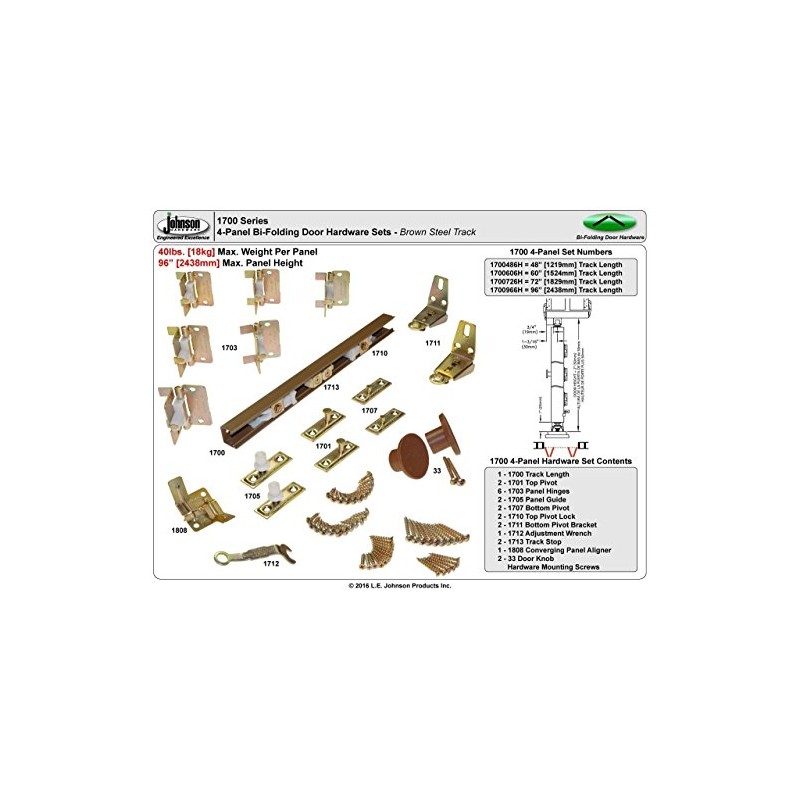Johnson Hardware Bifold 48" 1700 Closet Door Hardware