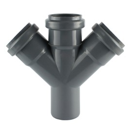 MKK - 19559-003 - HT Pipe Double Branch PP DN 50 110 Double Connection 45° Branch Fitting DN 110/110/110