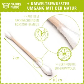 Nature Nerds - Cotton Buds (800 Pieces) Made of Bamboo & Organic Cotton, Plastic-Free, Q-Tips