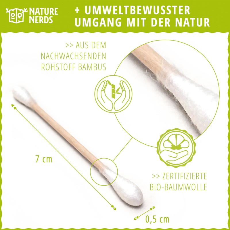 Nature Nerds - Cotton Buds (800 Pieces) Made of Bamboo