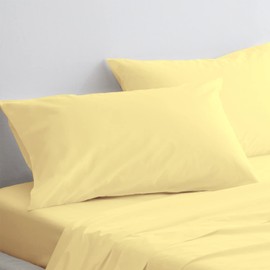 Pizuna Luxury Soft Satin Pack of 2 Pillowcases 40 x 80 cm Mild Yellow 800 Thread Count Cotton Square Pillowcases 100% Long Stack Cotton Pillowcase Mild Yellow 40 x 80 cm