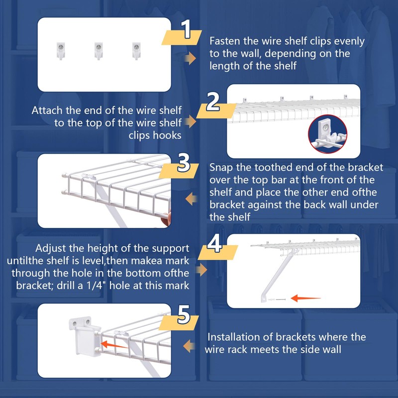 12 Inch Wire Shelf Brackets Set, Includes 4 Wire Shelf