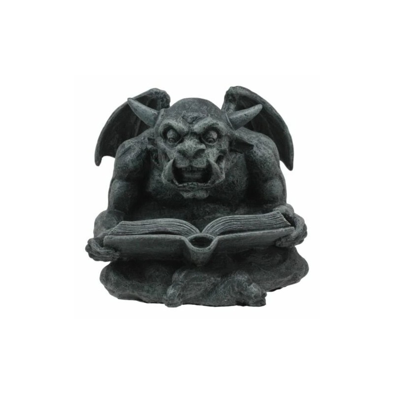 Notre Dame Horned Gargoyle With Spell Book Statue Demonic Bibliography