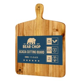 Bearchop Acacia Wood Cutting Boards with Handle,[17" x 13" x 0.75"] Large Wooden Charcuterie Board with for Serving Food, Decorative Wooden Serving Board for kitchen, Cheese Board for Display