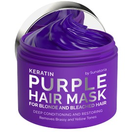 Keratin Purple Hair Mask - Professional Treatment for Hair Repair, Nourishment & Beauty - Hair Mask - Vitamin Complex for All Hair Types - with Omega 3, 9, Vitamin E - Protein Nourishment Mask by Sunatoria