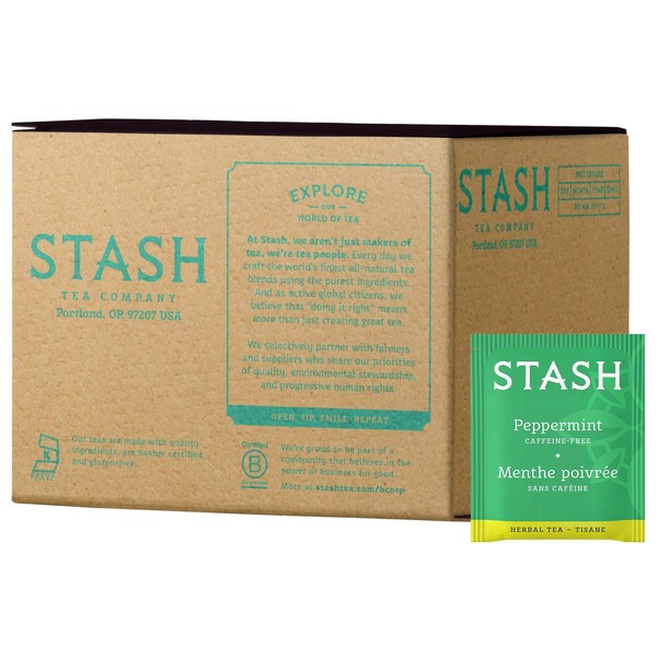 Stash Tea Peppermint Herbal Tea, Box of 100 Tea Bags