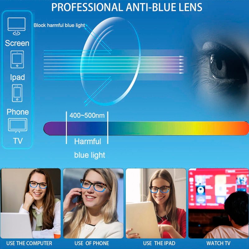 ZOECENT 6 Pack Oprah Style Reading Glasses for Women Blue