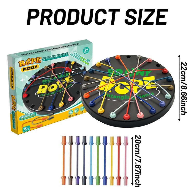 Brainy Knots Puzzle Game Set, Twisted Rope Puzzle Game, Brainy