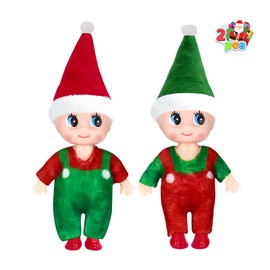 2pcs Christmas Elf Baby Mini Dolls,Christmas Baby Elves Twins Cute Little Elfs,Naughty Tiny Baby Elf Doll Novelty Toys Christmas Tradition Small Dolls for Girls Boys Kids Gift Xmas Stocking Stuffers