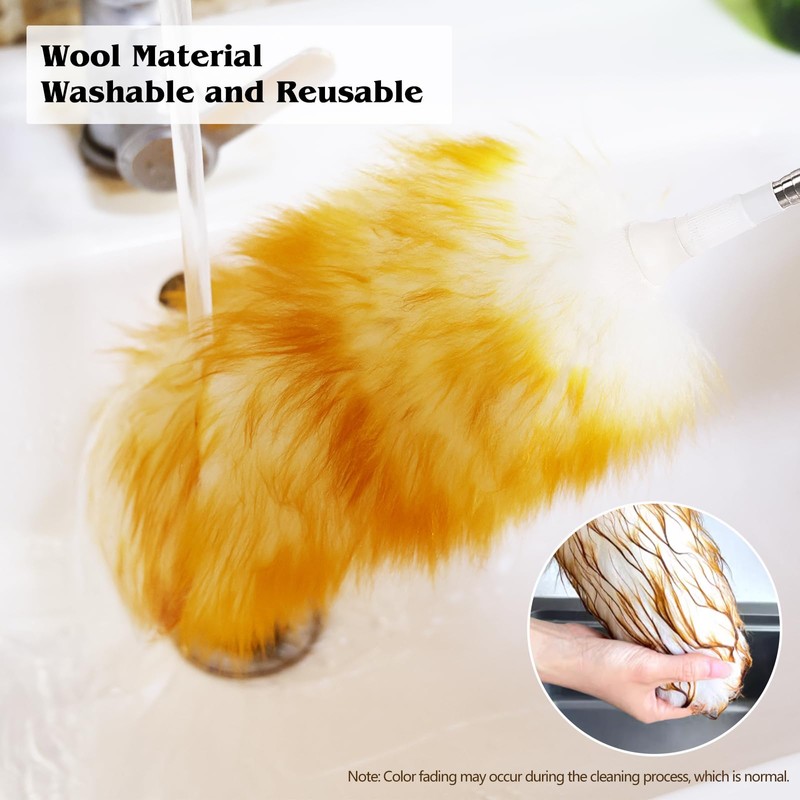 Lambswool Extendable Duster 29-110 Inch, Anti-Static Flexible Head, Stainless Steel